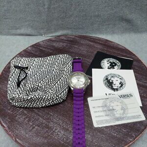 Versus Versace Fashion Tokyo  Purple Silicone Strap Watch Silver Dial